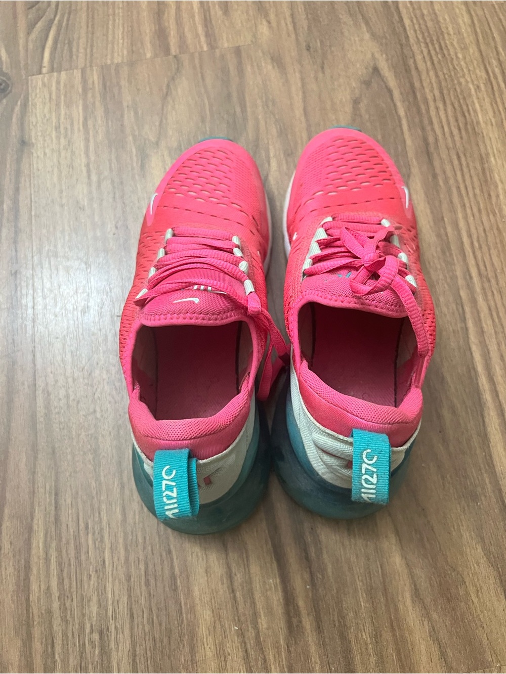 Women’s Nike Airmax Pink Athletic Sneakers with Blue Heel Tab
